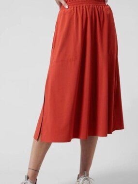 Athleta Dark Orange Savanna Midi Skirt size XL